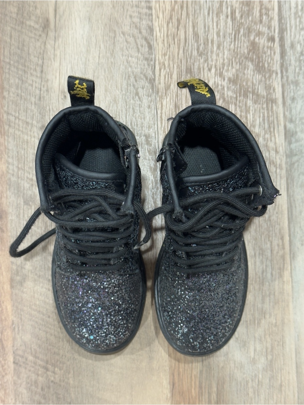 Dr. Martens Kids Youth Toddler Black Glitter Ankle Boots US Size 11 - Picture 3 of 8